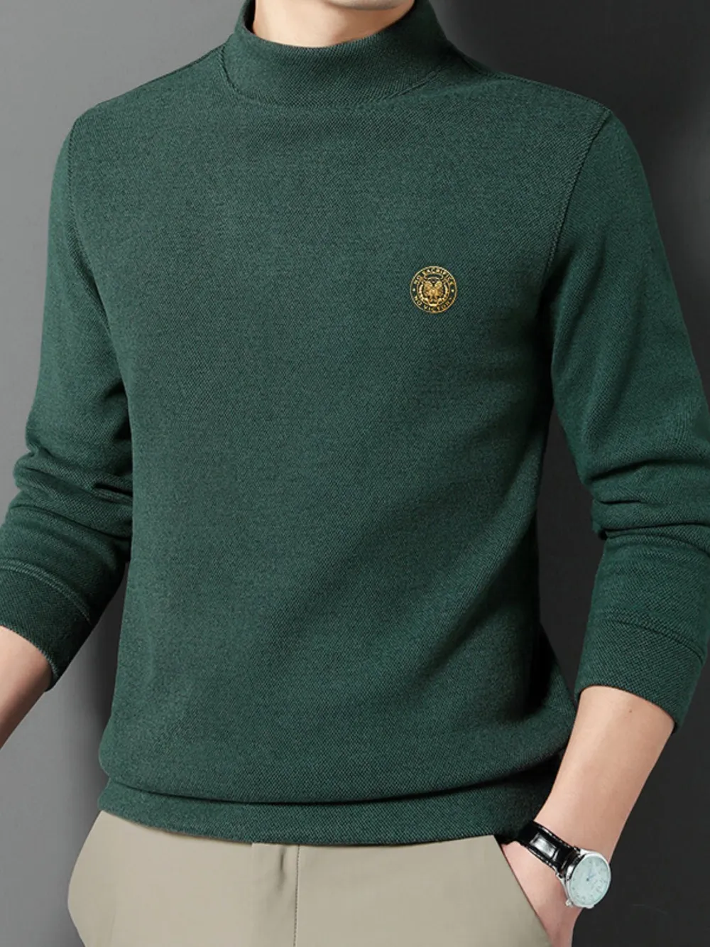 Men's Plus Size Mock Neck Long Sleeve Top, image 7