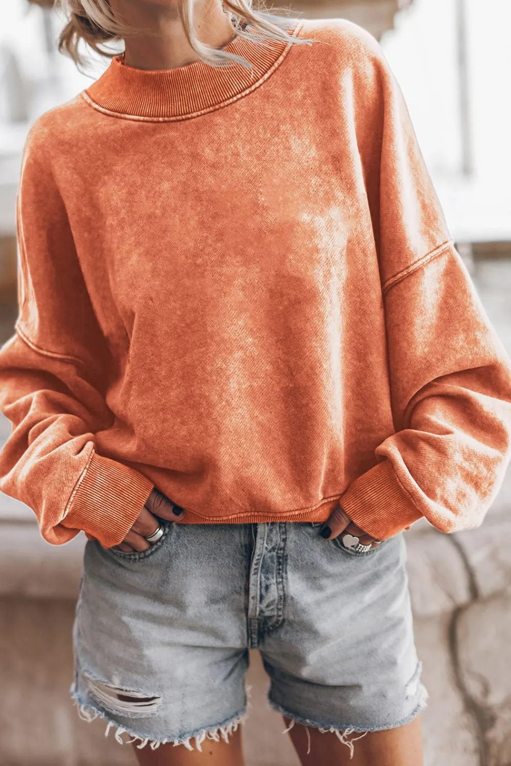 Mock Neck Dropped Shoulder Sweatshirt, image 26