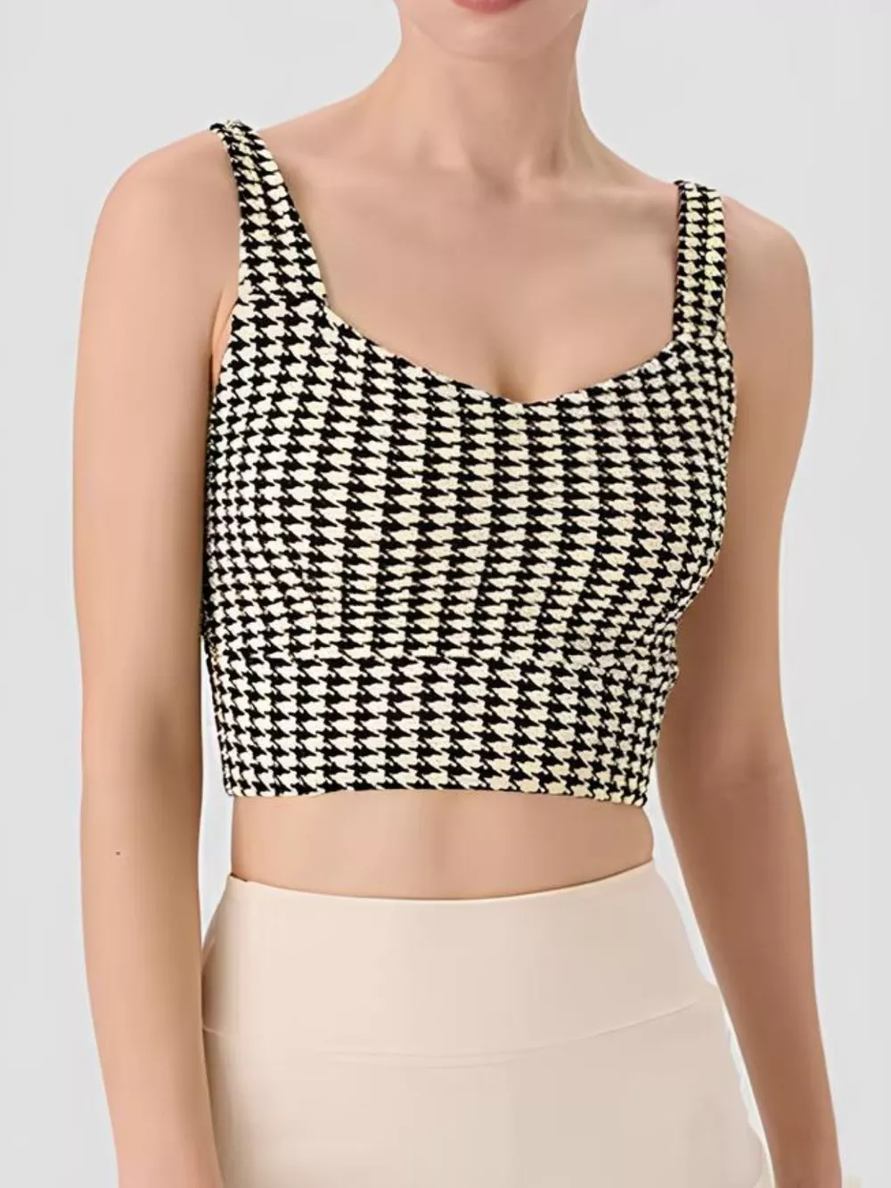 Crisscross Back Houndstooth Active Bra, image 3