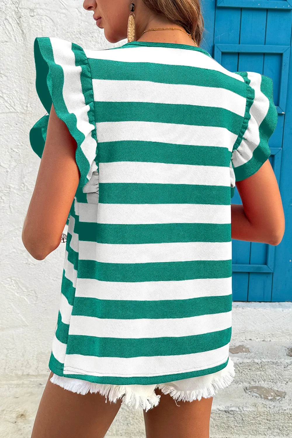 Ruffle Sleeve Striped T-Shirt, image 8