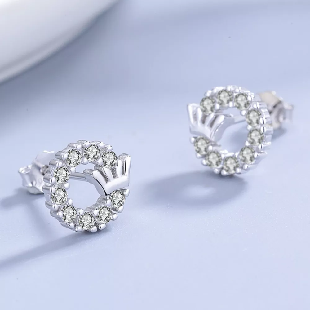Crown Circle Stud Earrings