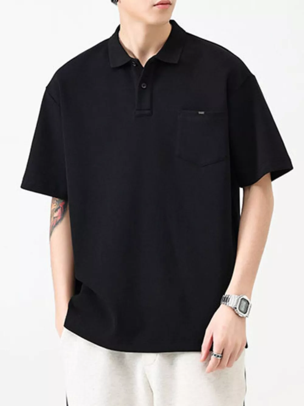 Men's Plus Size Casual Loose Fit Pocketed Polo, image 5