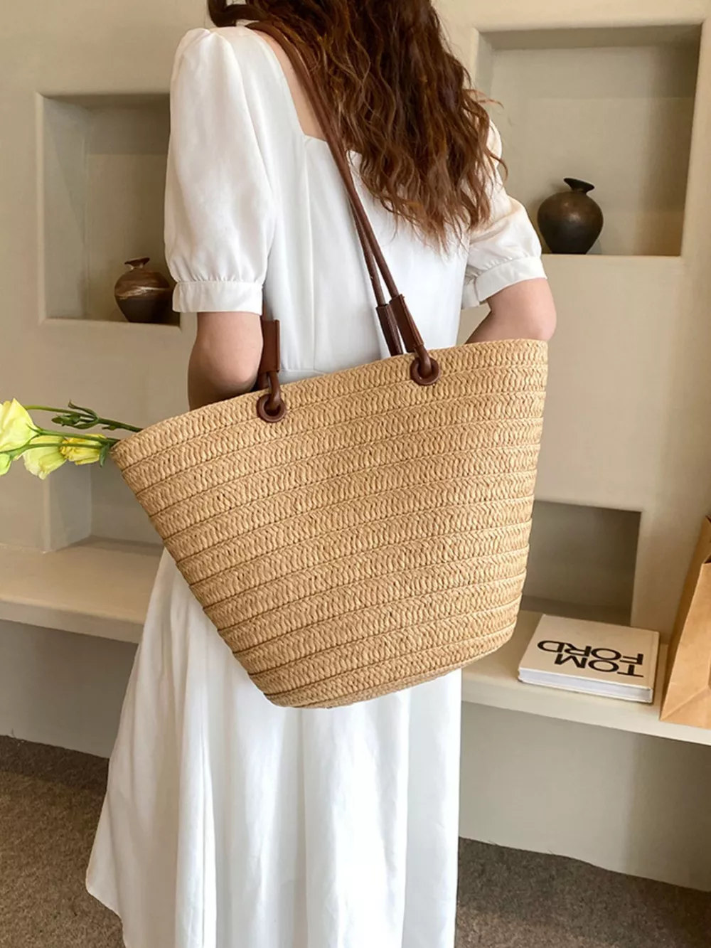 Straw Woven Shoulder Bag, image 4