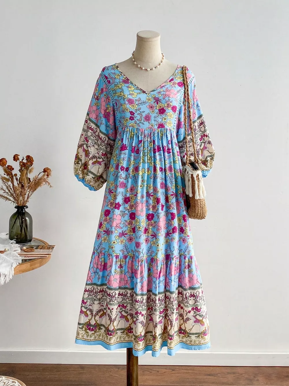 Plus Size Floral Print V-Neck Dress, image 6