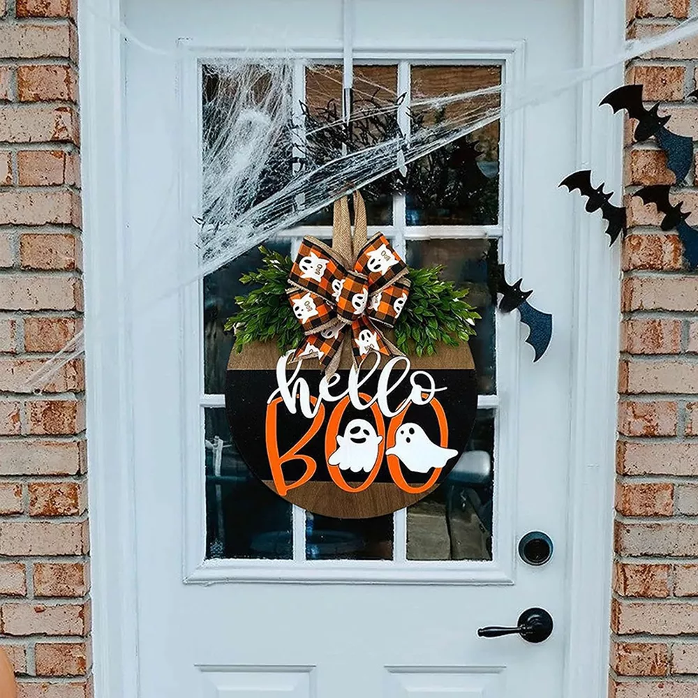 Hello BOO Halloween Decorative Wooden Door Hanger, image 3