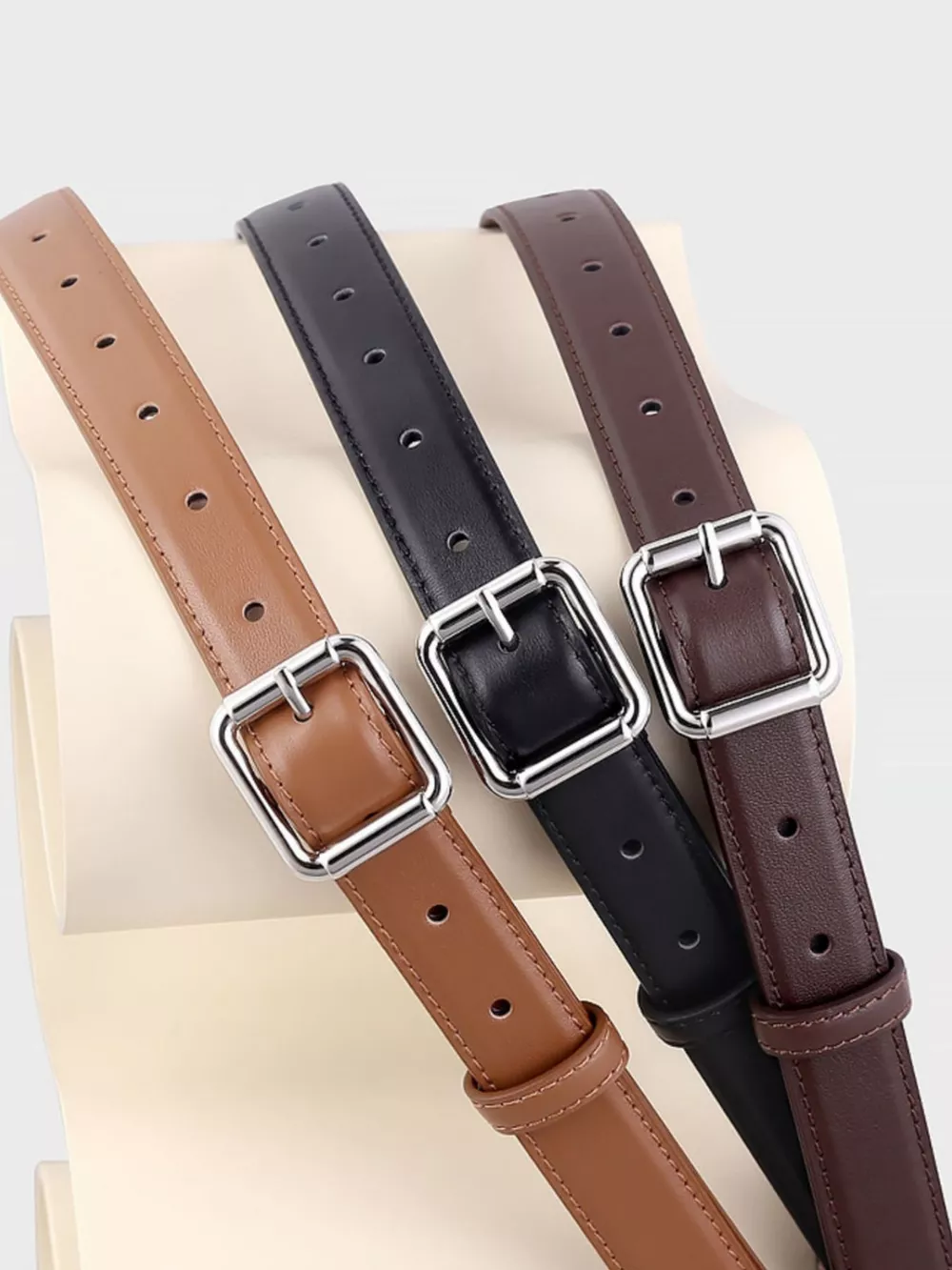 Square Buckle Leather Belt, image 3