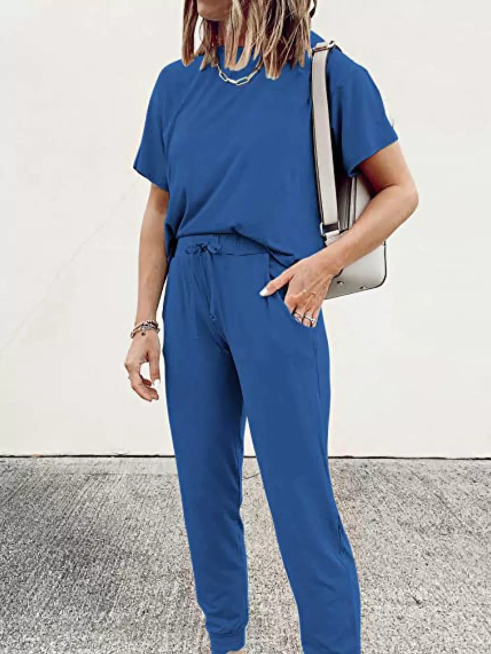 Full Size Round Neck Top and Drawstring Pants Set Plus Size, image 13