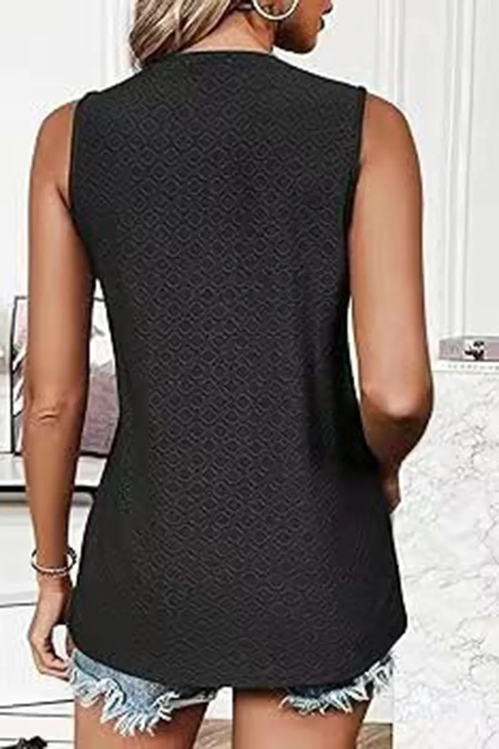 Eyelet Round Neck Tank, image 2
