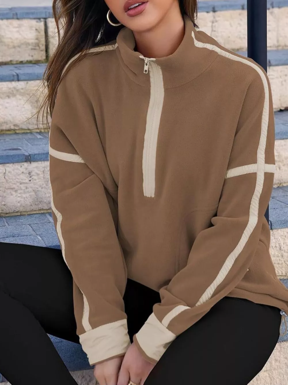 Half Zip Dropped Shoulder Sweatshirt, image 12