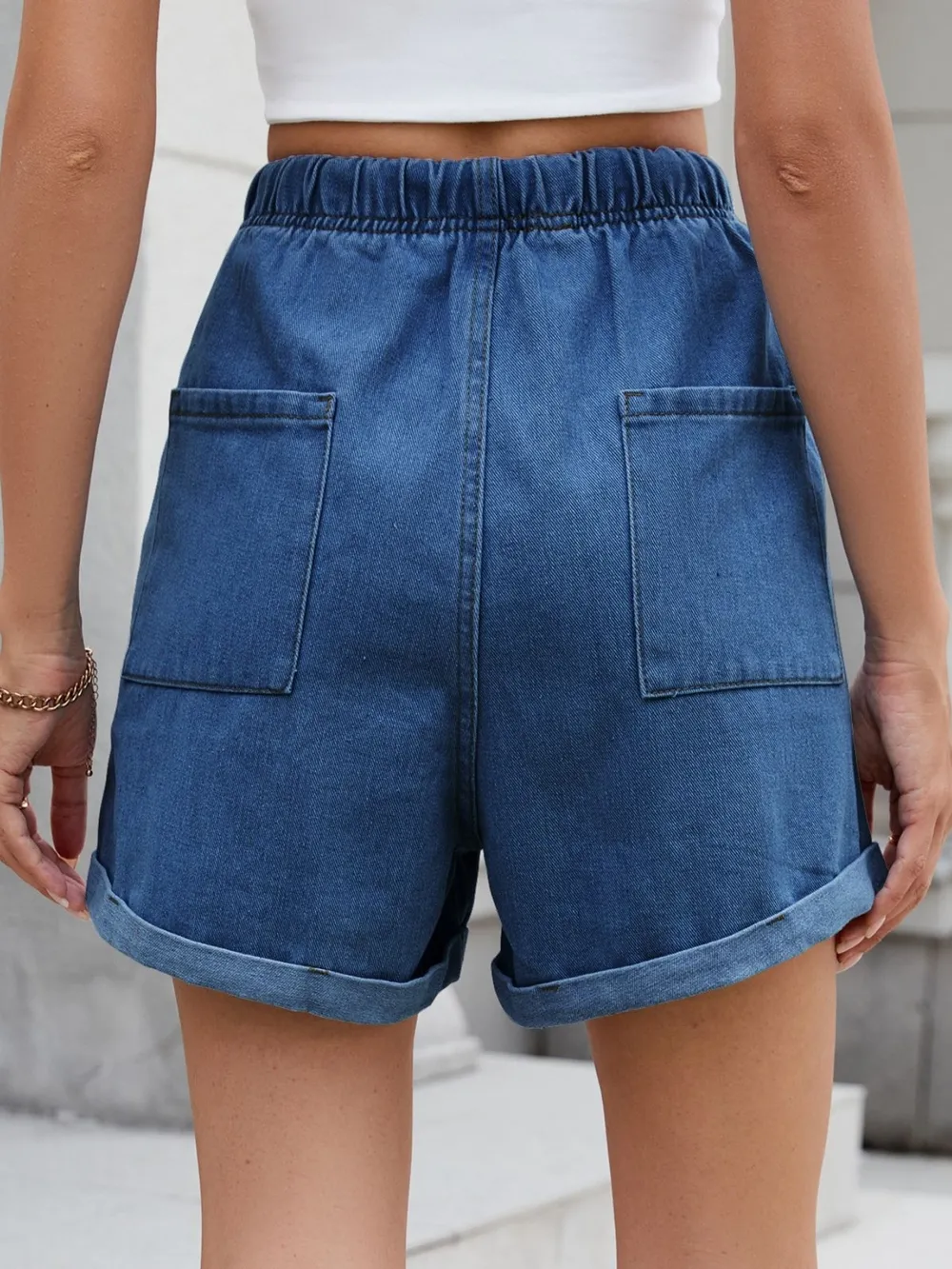 Drawstring Wash Denim Shorts, image 24