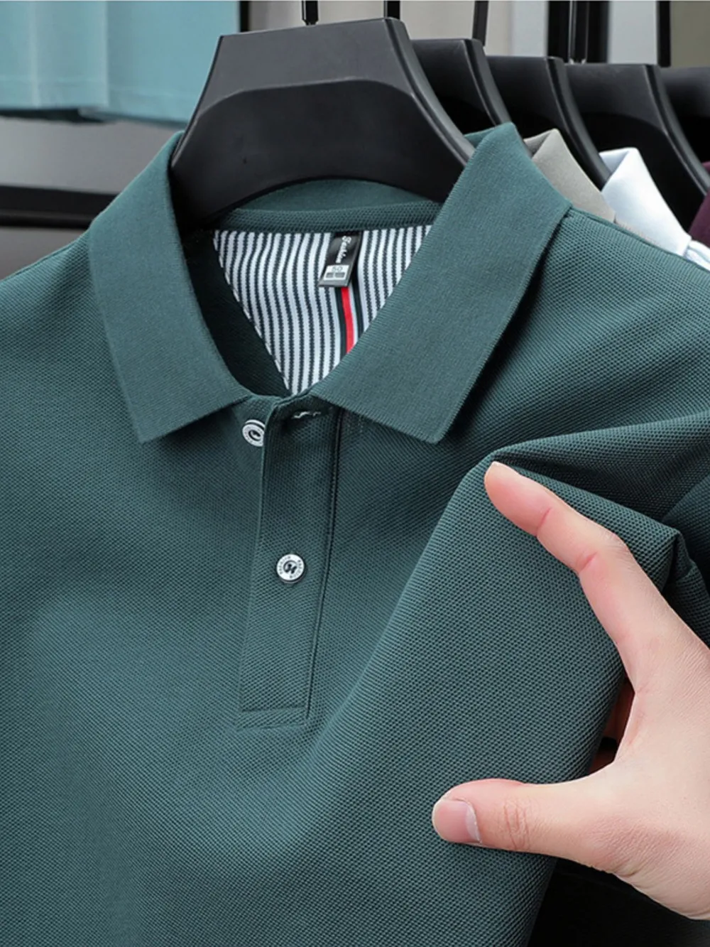 Men's Plus Size Button Detail Short Sleeve Polo, image 12