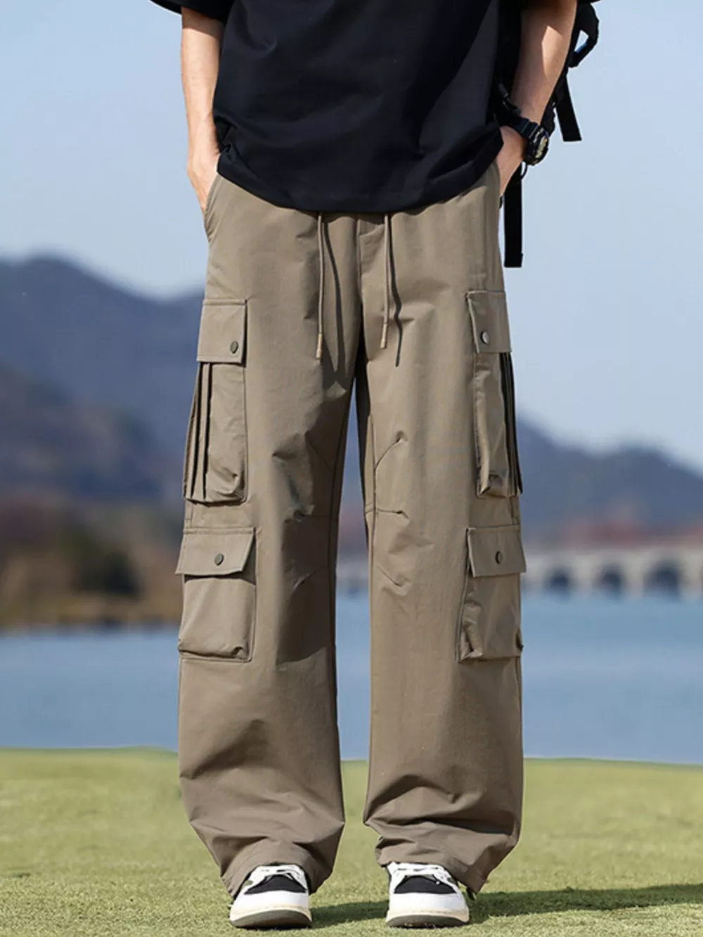 Men's Plus Size Loose Fit Multi-Pocket Cargo Pants, image 9