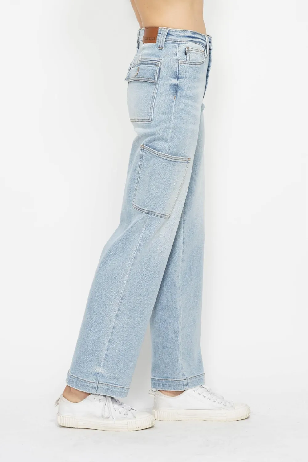 Full Size High Waist Straight Cargo Jeans, image 7
