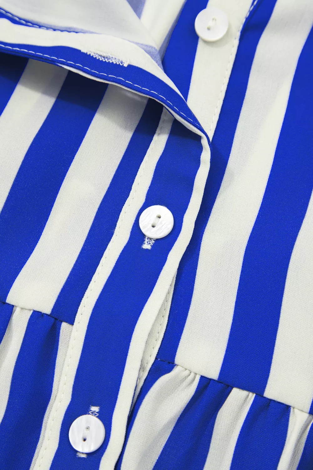 Stripe Balloon Sleeve Loose Button Up Shirt, image 8