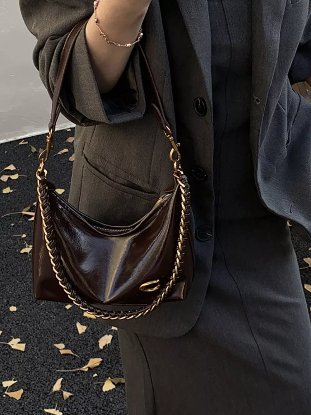 Leather Chain Shoulder Bag, image 5