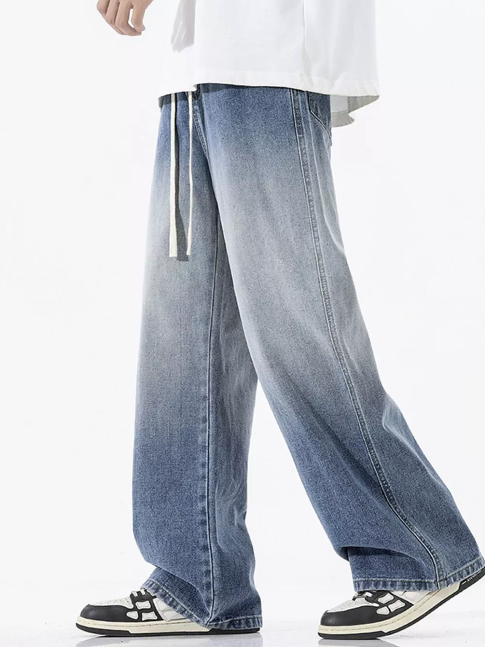Men's Full Size Gradient Wash Wide Leg Jeans Plus Size, image 4