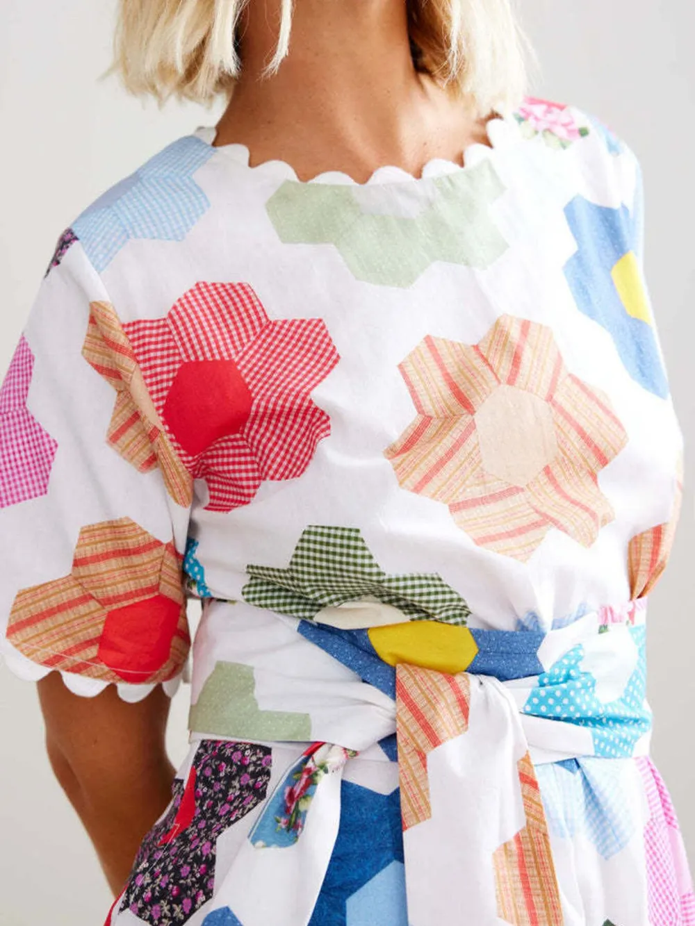 Floral Print Midi Dress with Scalloped Edges, image 7