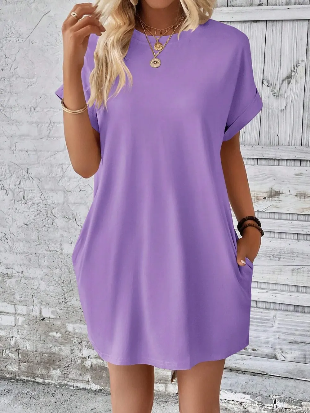 Round Neck Short Sleeve Mini Dress, image 28