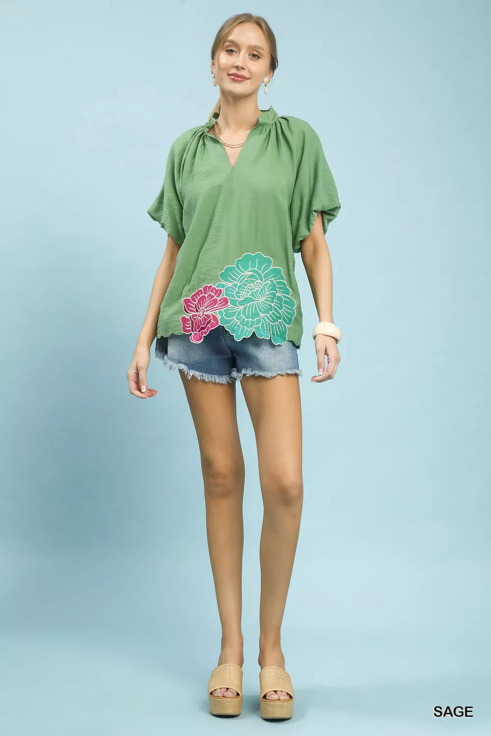 Floral Embroidered Hem Blouse, image 5