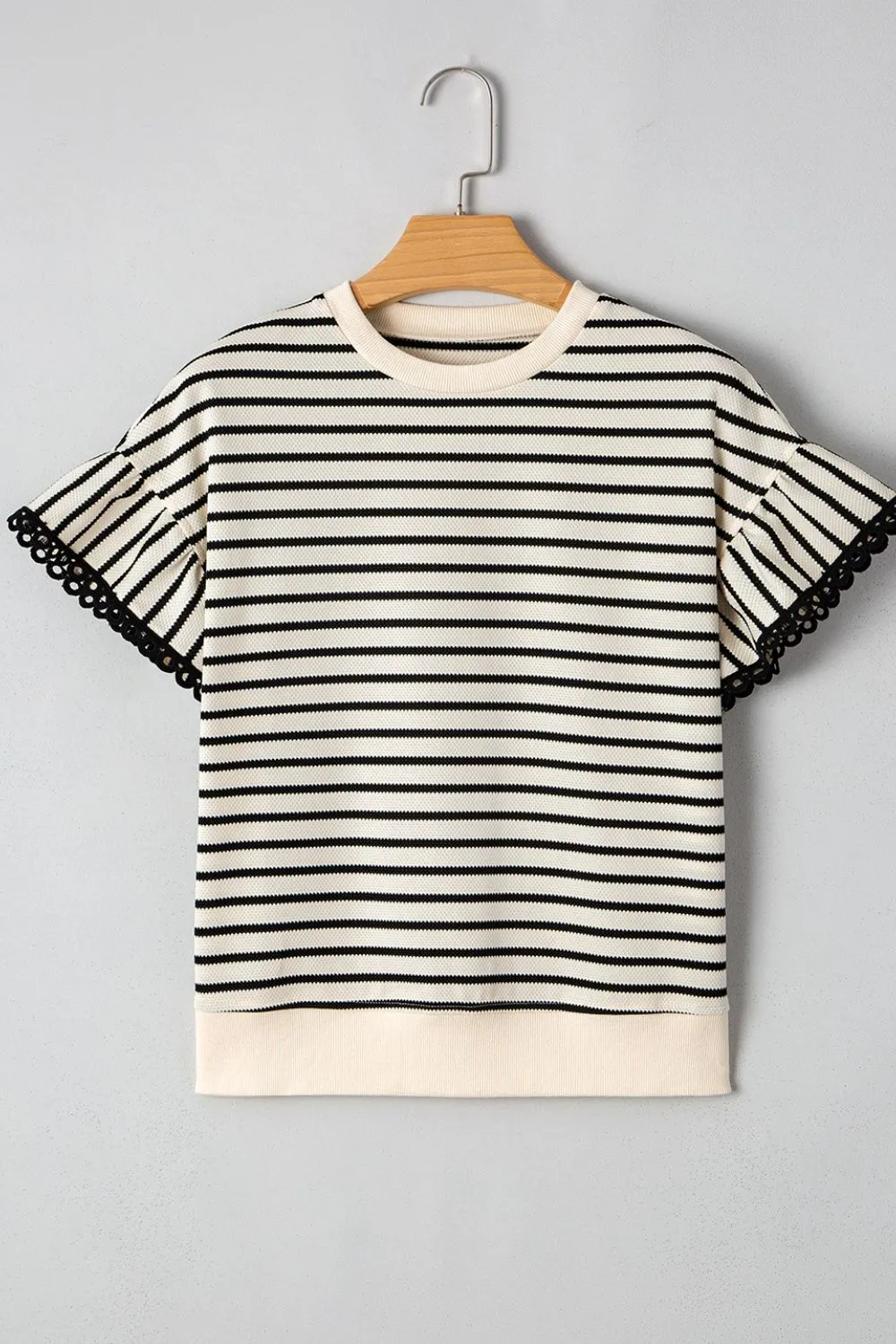 Striped Round Neck Ruffle Sleeve Blouse, image 17
