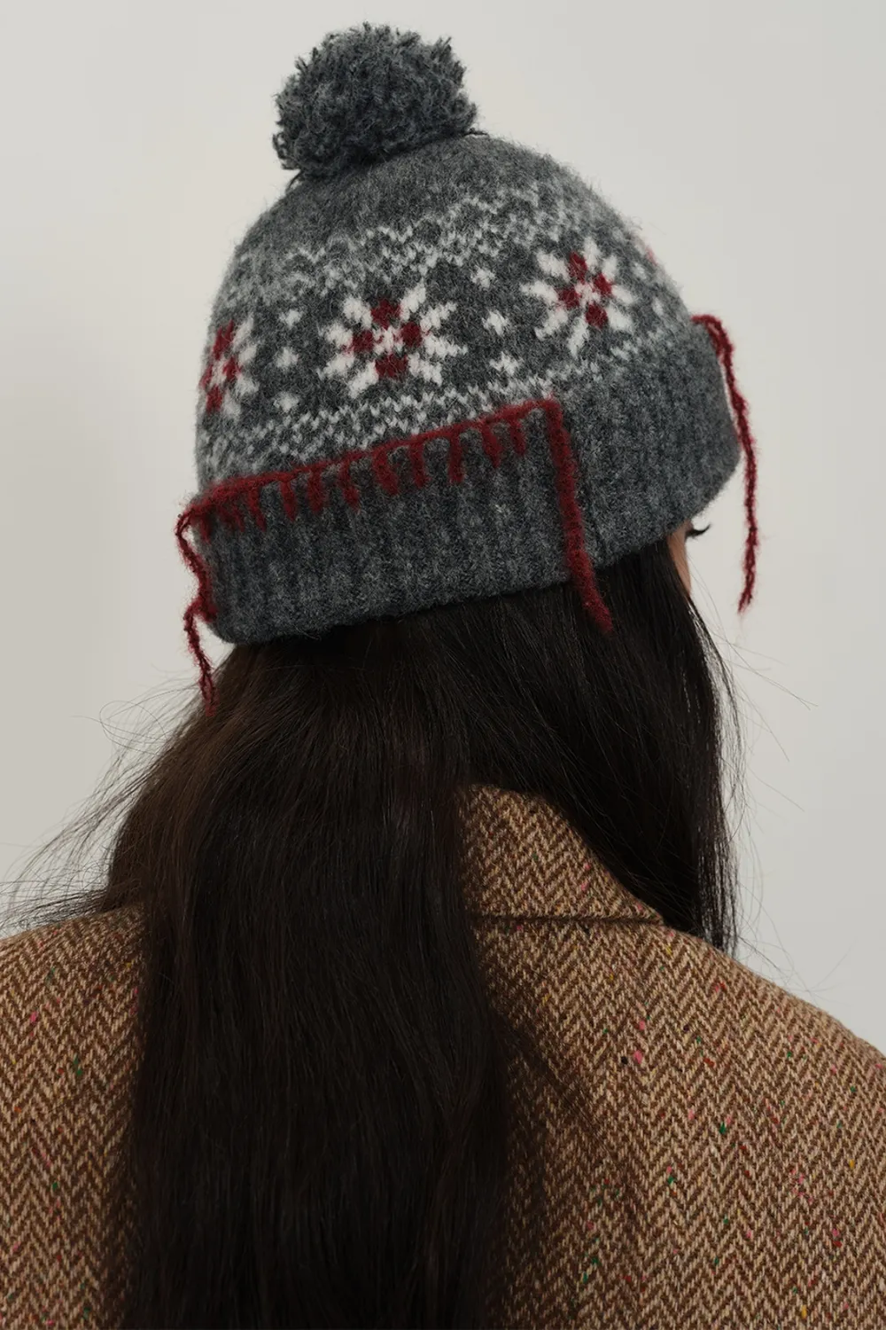 Seam Trim Geometric Knit Hat, image 2