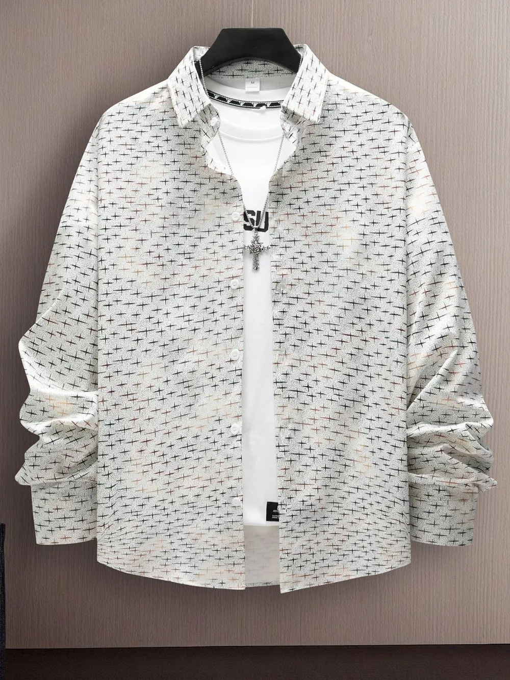 Men's Full Size Collared Neck Long Sleeve Shirt Plus Size, image 9