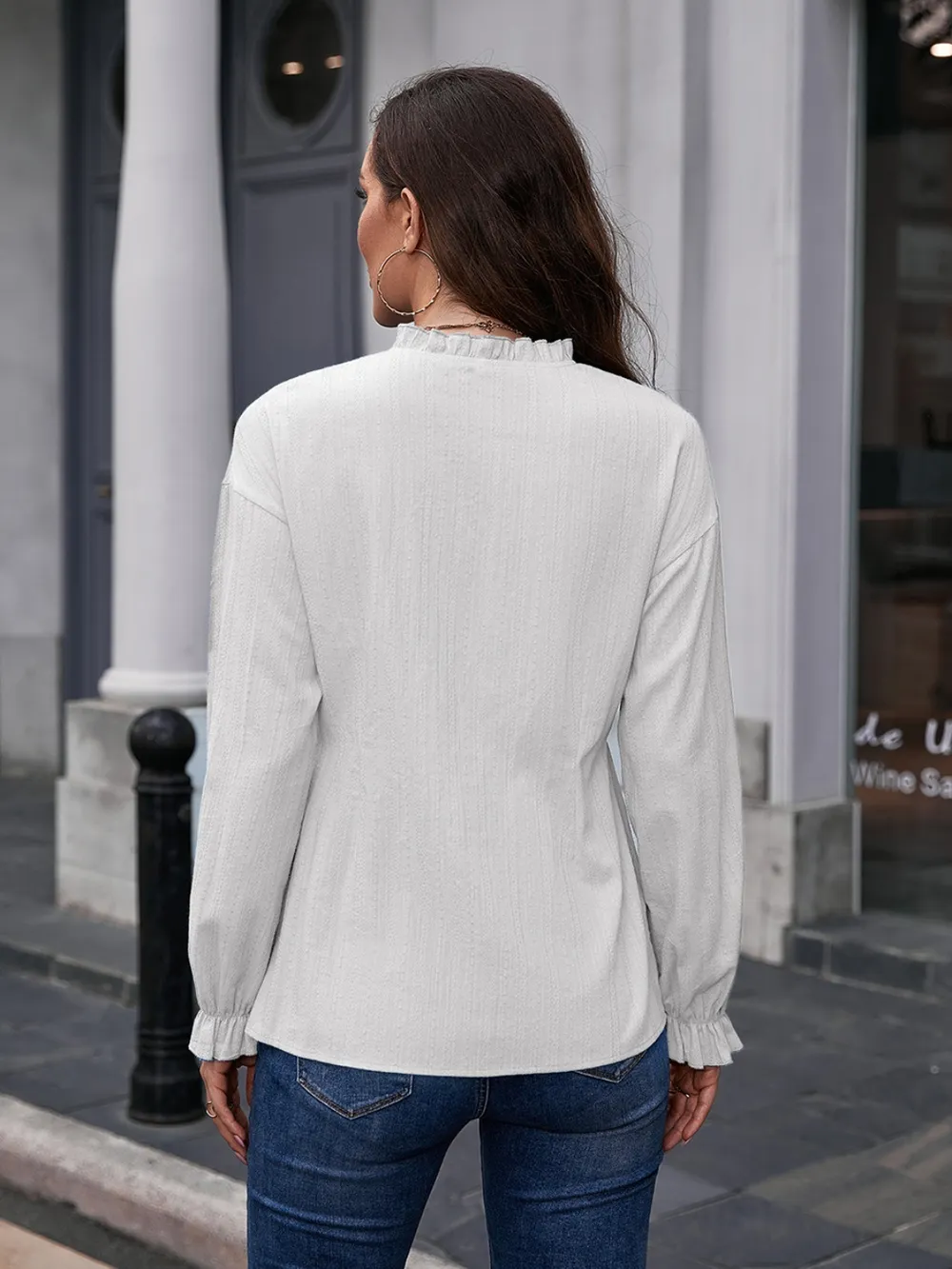 Frill Button Up Flounce Sleeve Blouse, image 4