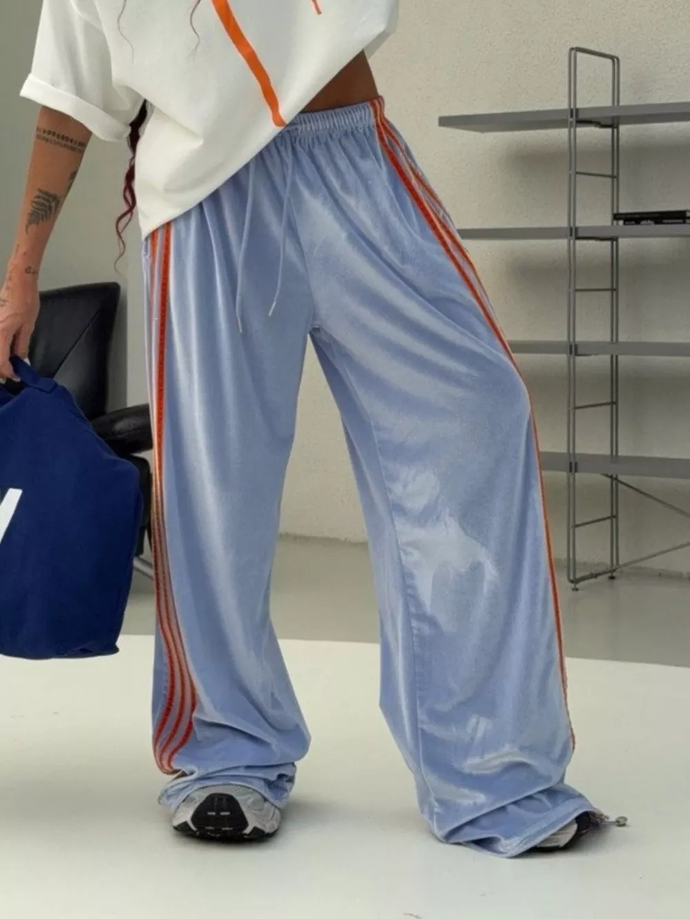 Contrast Side Stripes Wide-Leg Pants, image 15