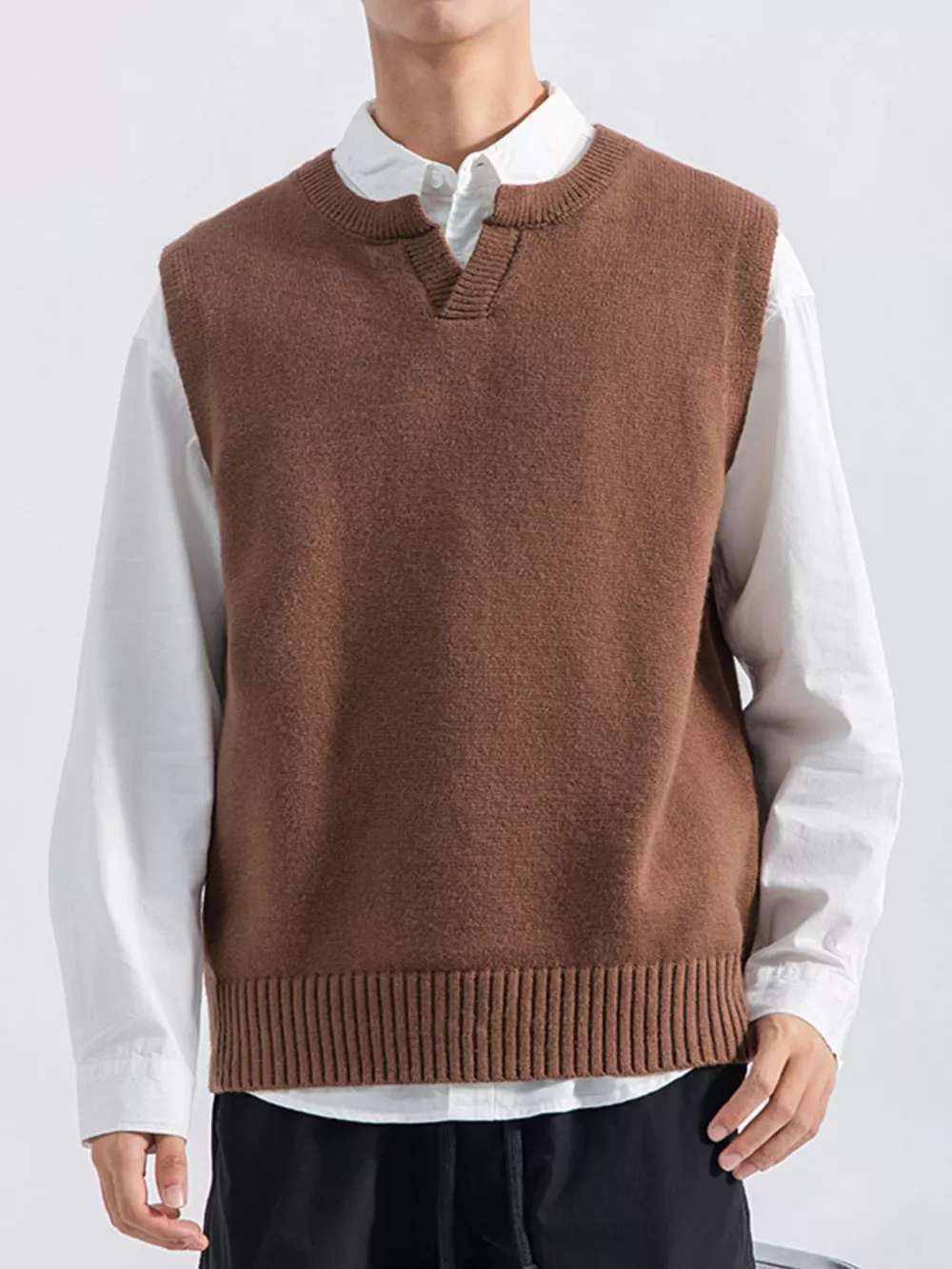 Men's Plus Size Ribbed Hem Sweater Vest, image 12