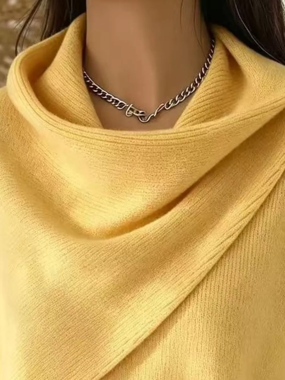 Full Size Solid Color Cowl Neck Sweater Plus Size, image 20