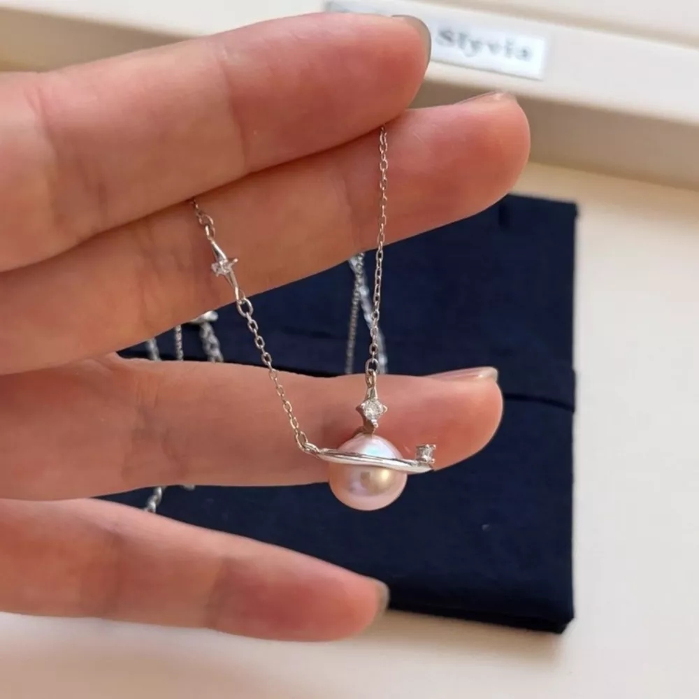 Planet Pearl Pendant Necklace, image 6