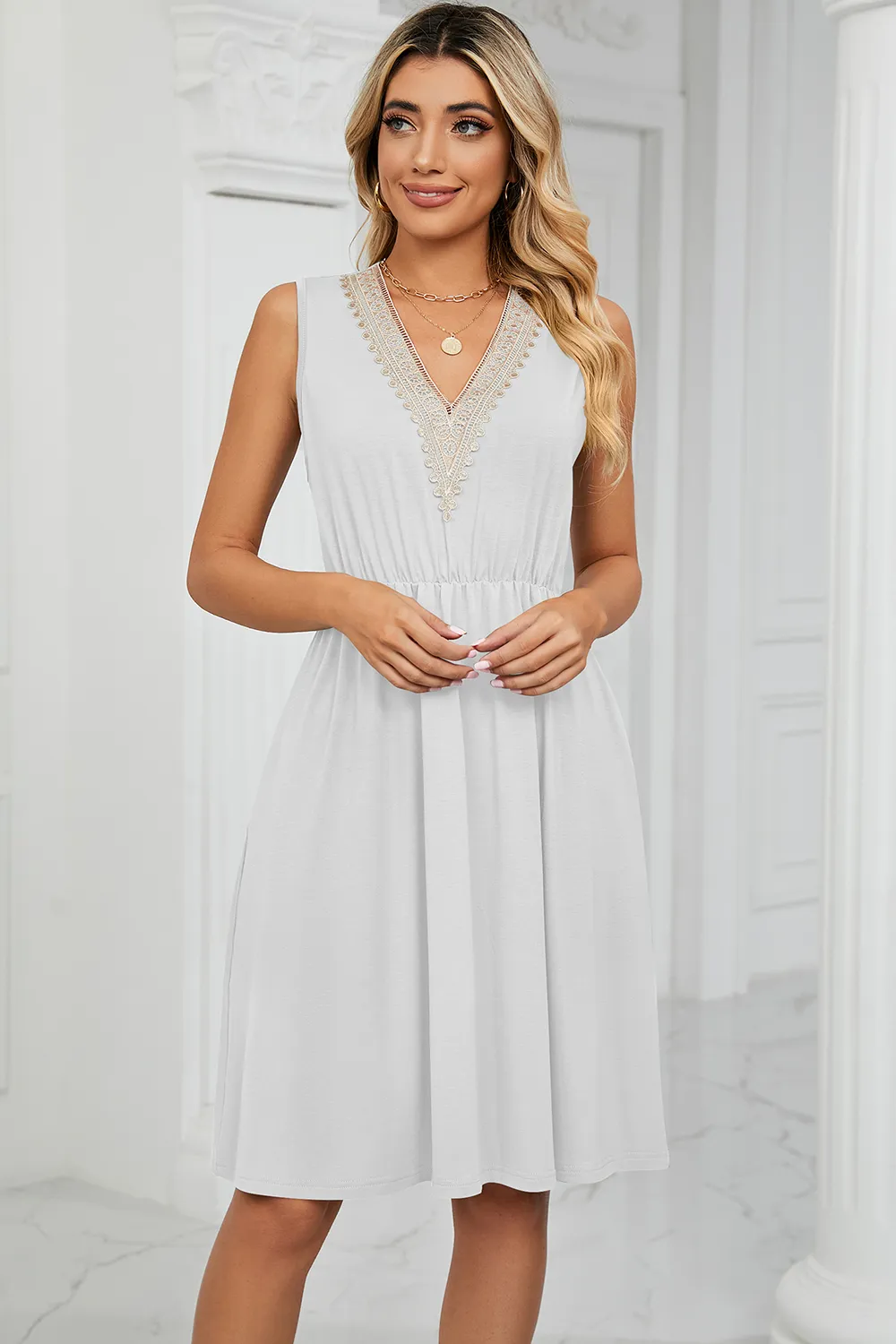 Pocketed V-Neck Wide Strap Dress, image 10