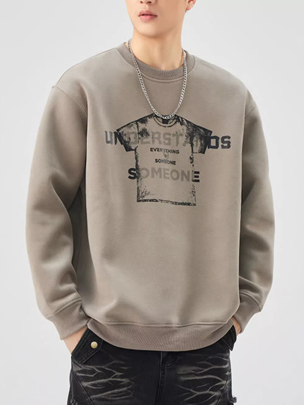 Men's Plus Size Graphic Crew Neck Sweatshirt, image 6