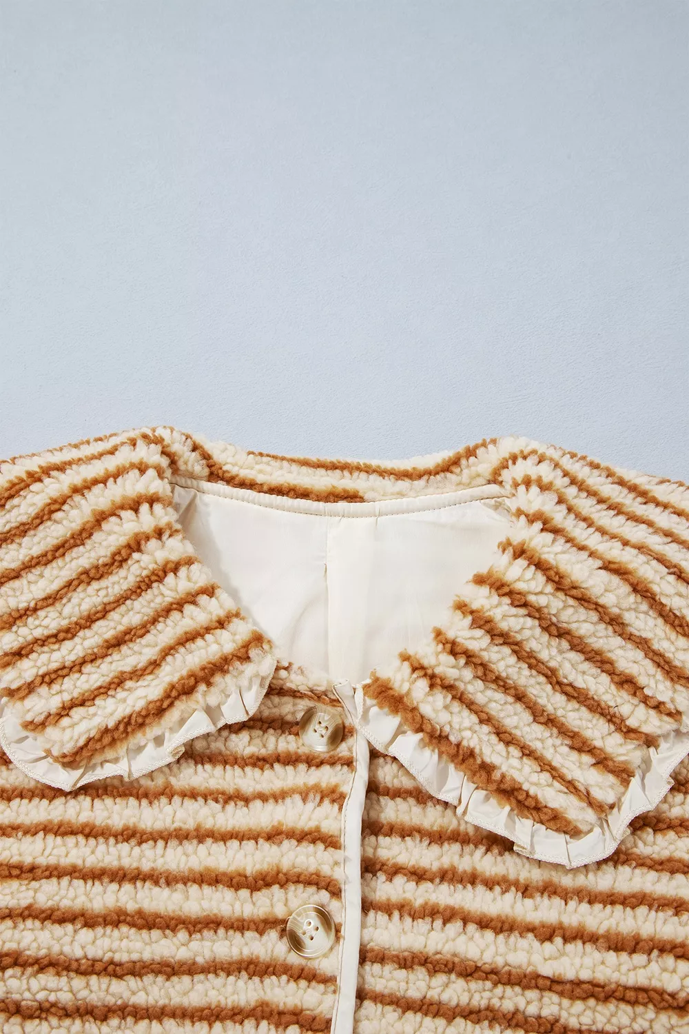 Striped Fleece Button Front Long Sleeve Regular Fit Jacket, image 16