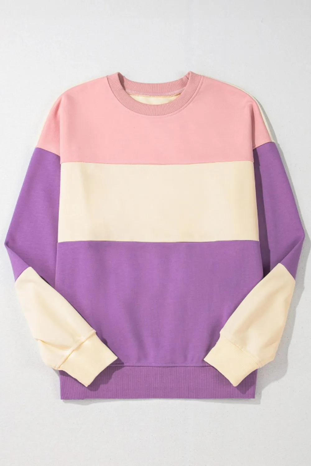 Contrast Round Neck Long Sleeve Sweatshirt, image 7