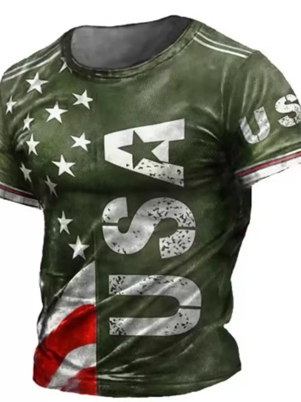 Men's Full Size USA Flag Print T-Shirt Plus Size, image 7