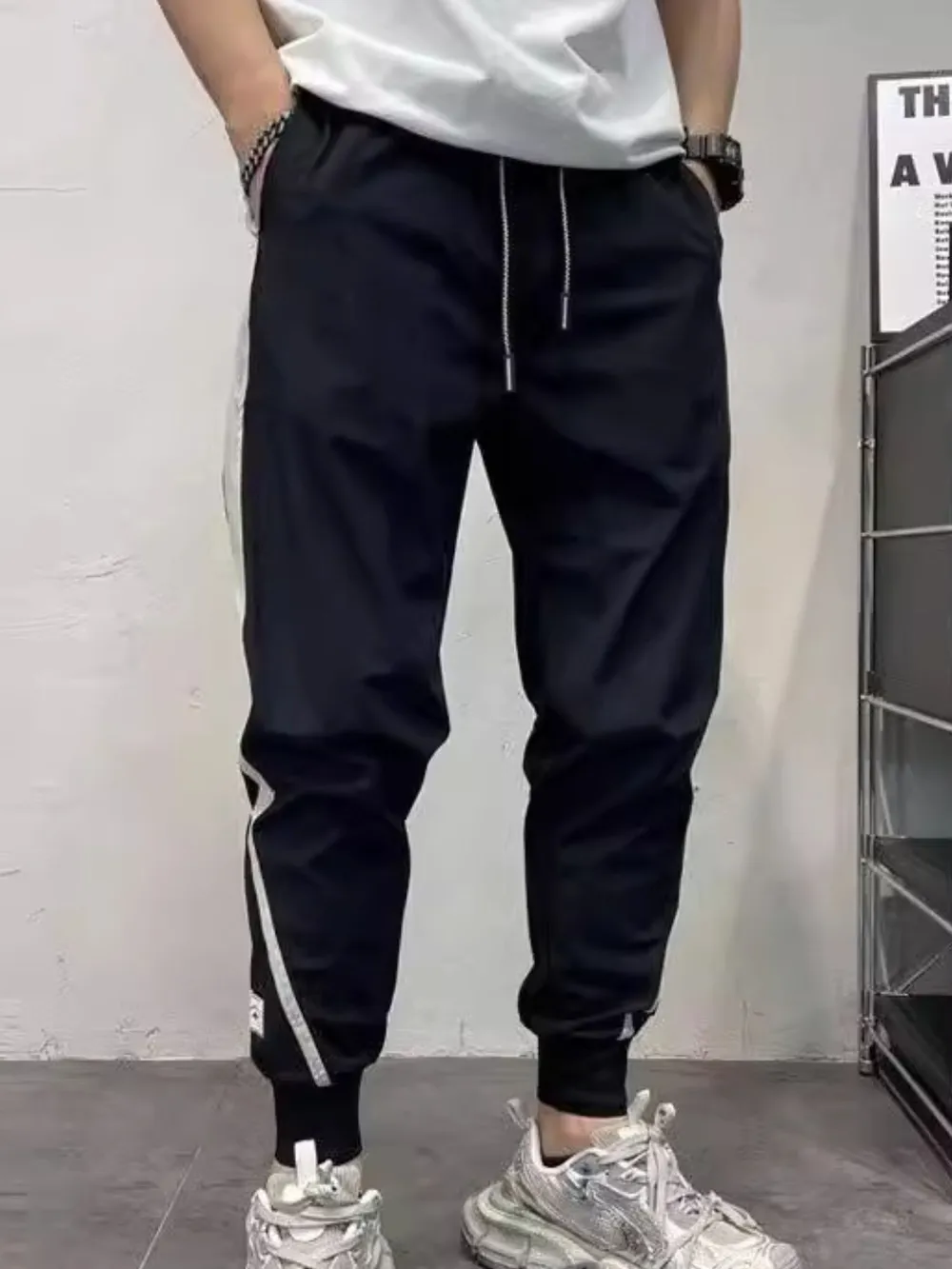 Men's Plus Size Drawstring Contrast Joggers