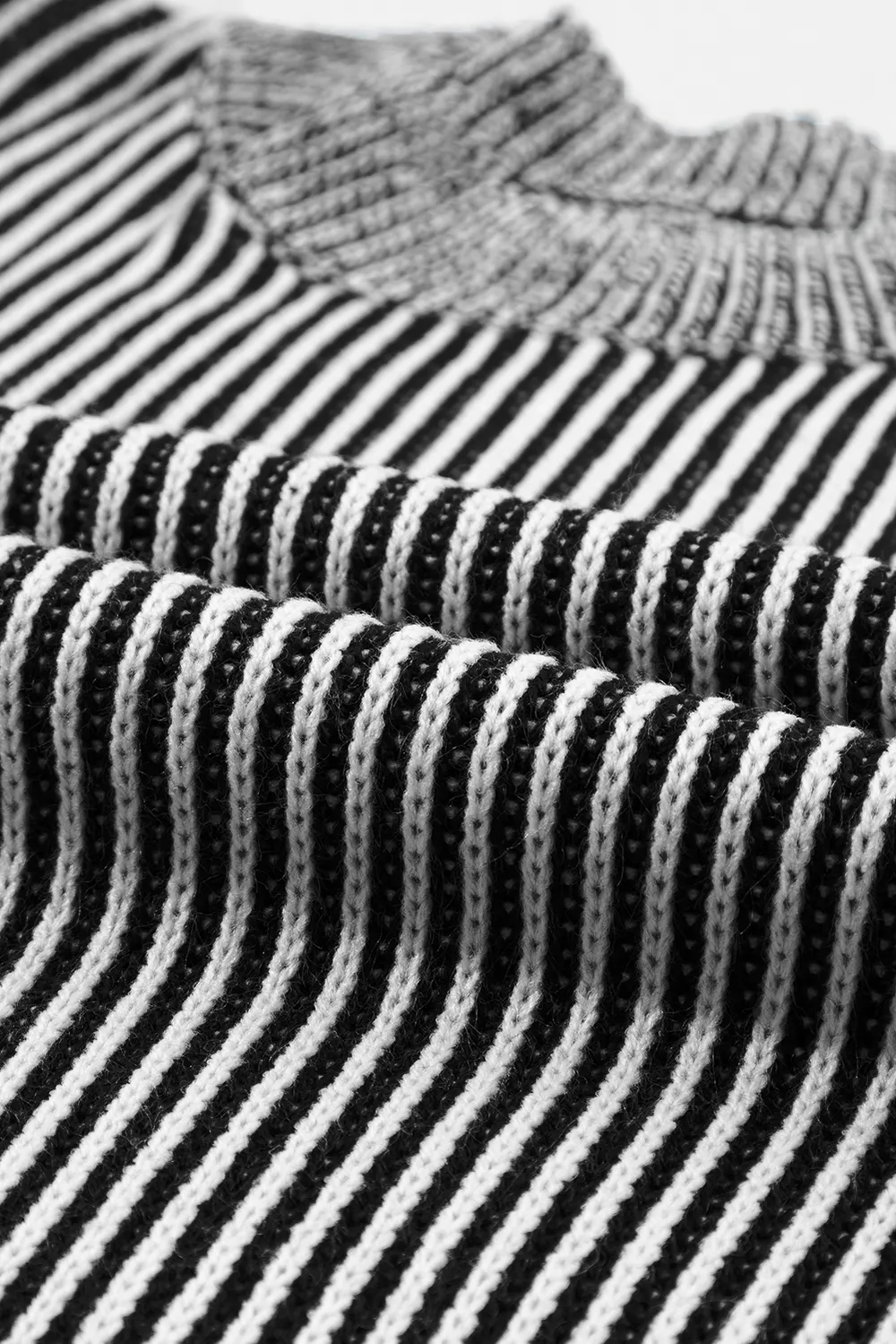 Striped Mock Neck Dropped Shoulder Sweater, image 7