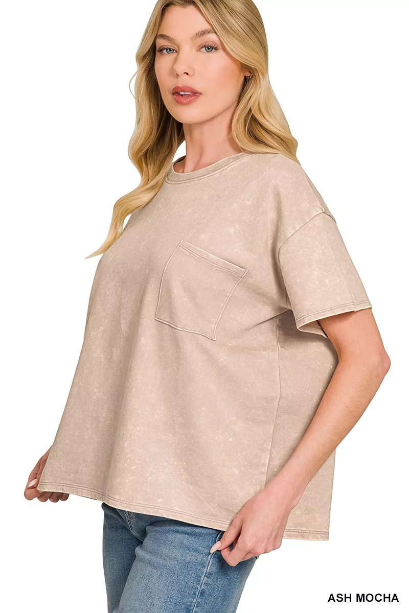 French Terry Acid Washed Relaxed Top & Short Set, image 4