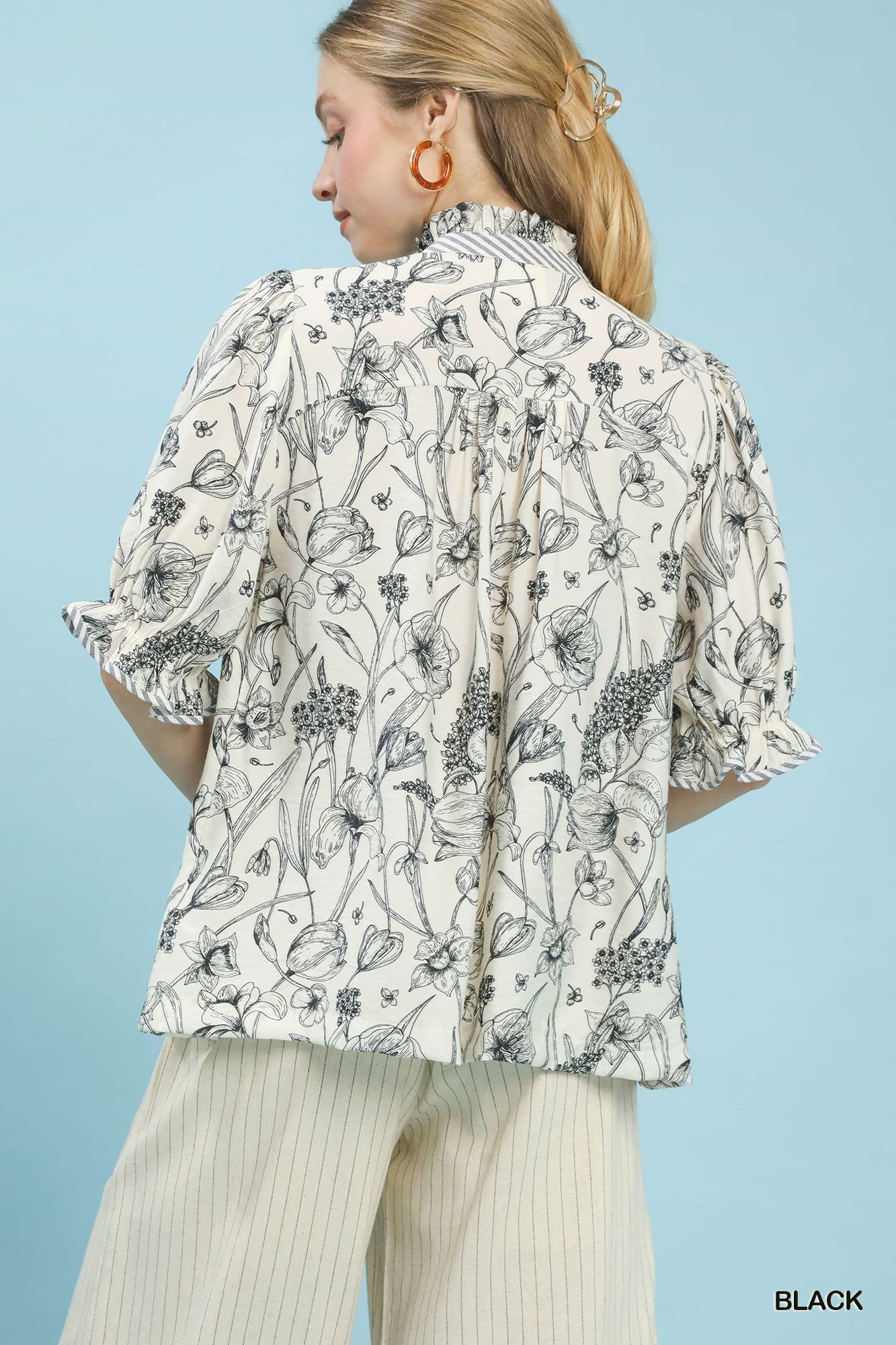Mixed Print Button Front Top, image 5
