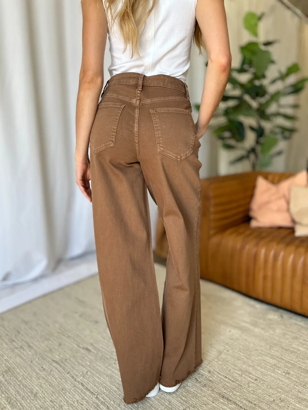 Full Size High Rise Garment Dye Wide Leg Jeans, image 18