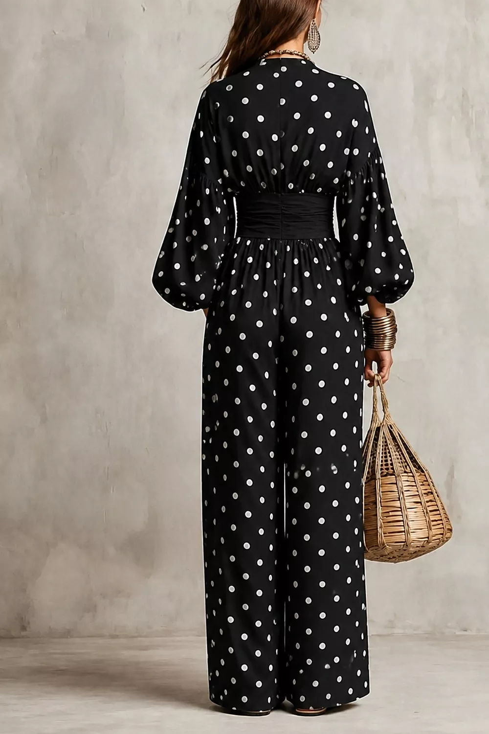 Polka Dot Wide-Leg Jumpsuit, image 7