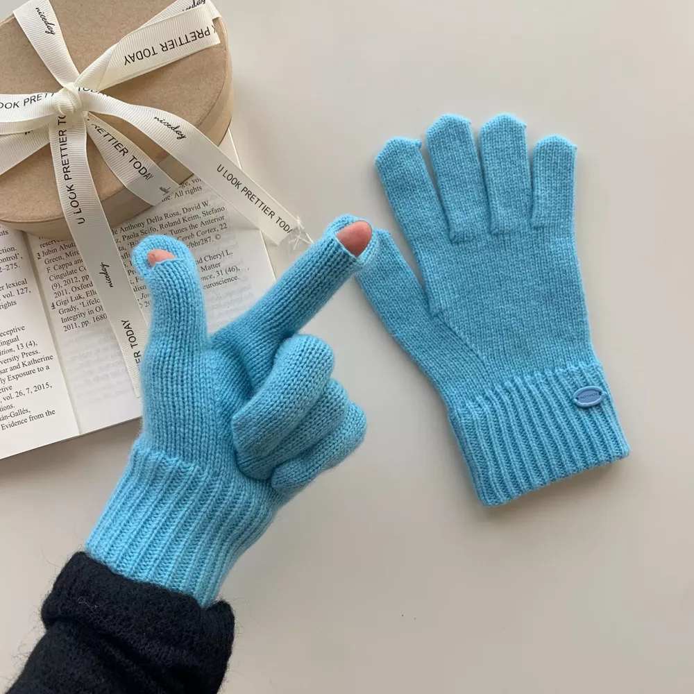 Knitted Solid Color Gloves, image 6
