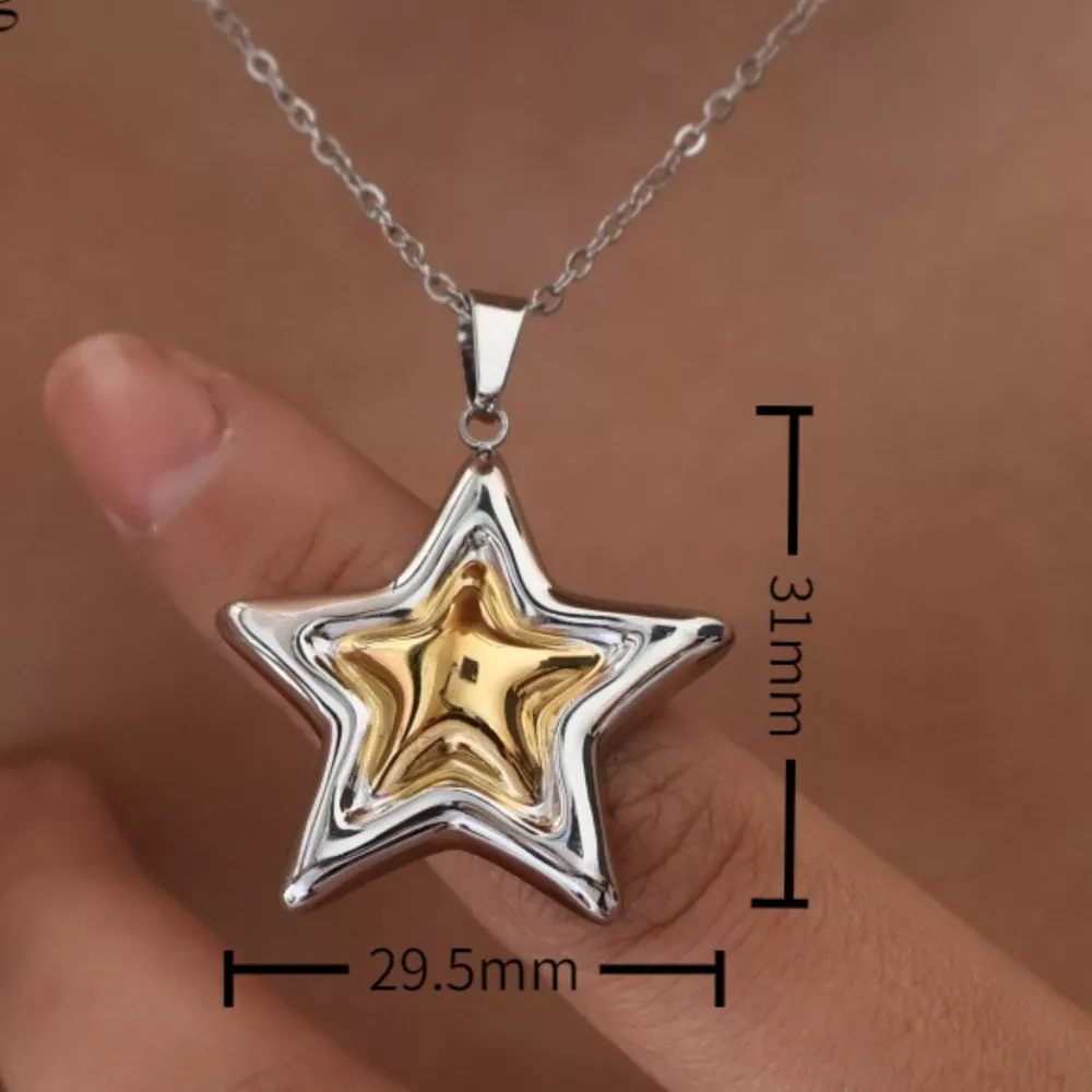 Stainless Steel Zircon Star Necklace, image 8