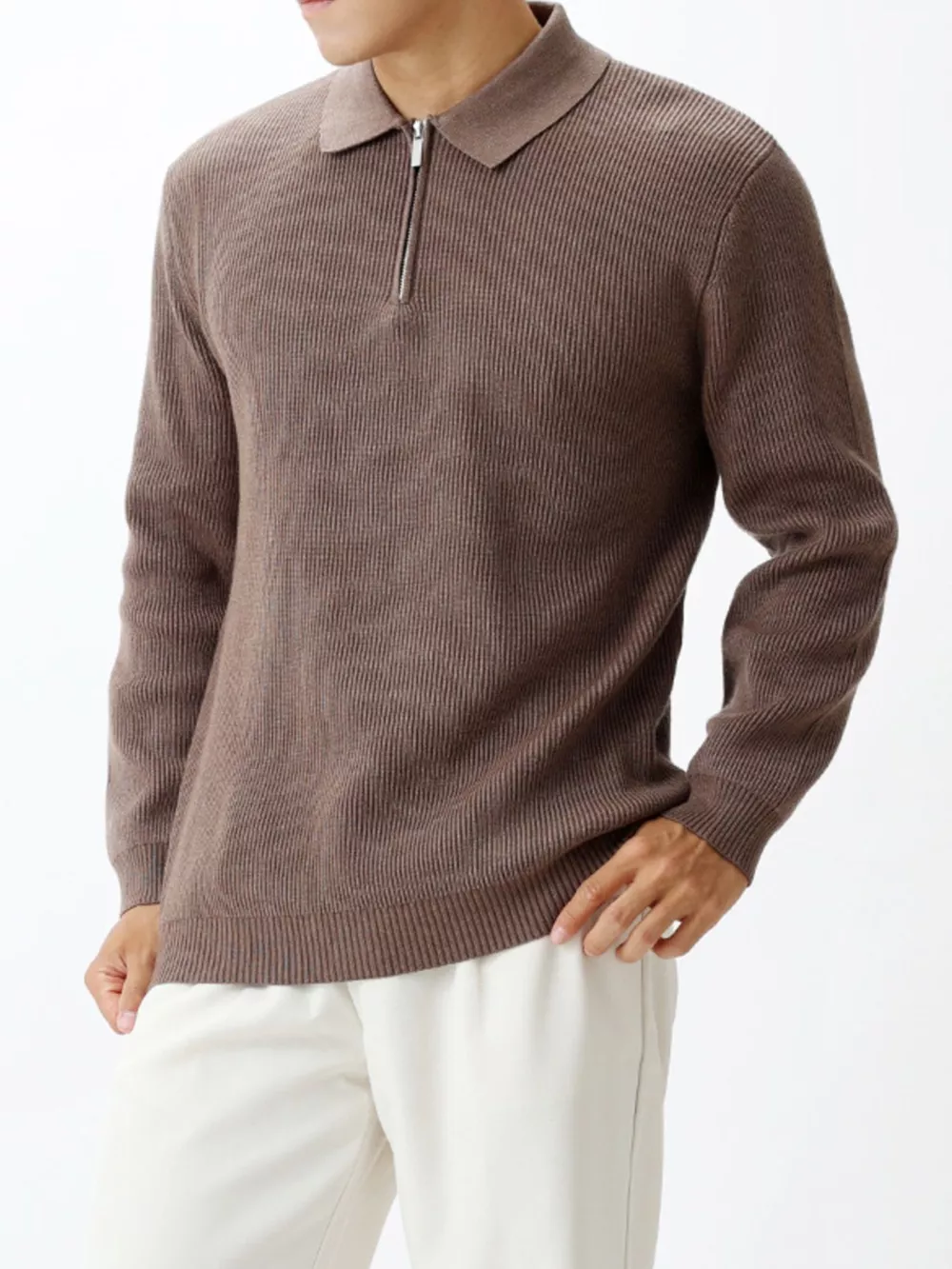 Men's Plus Size Ribbed Knit Quarter-Zip Sweater, image 7