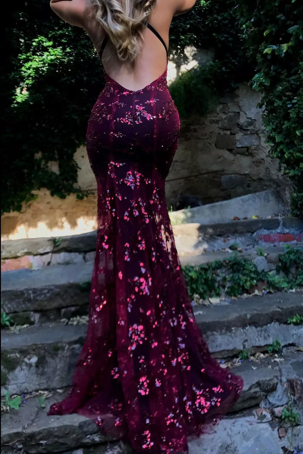 Full Size Sequin Tie Back V-Neck Maxi Dress Plus Size, image 26