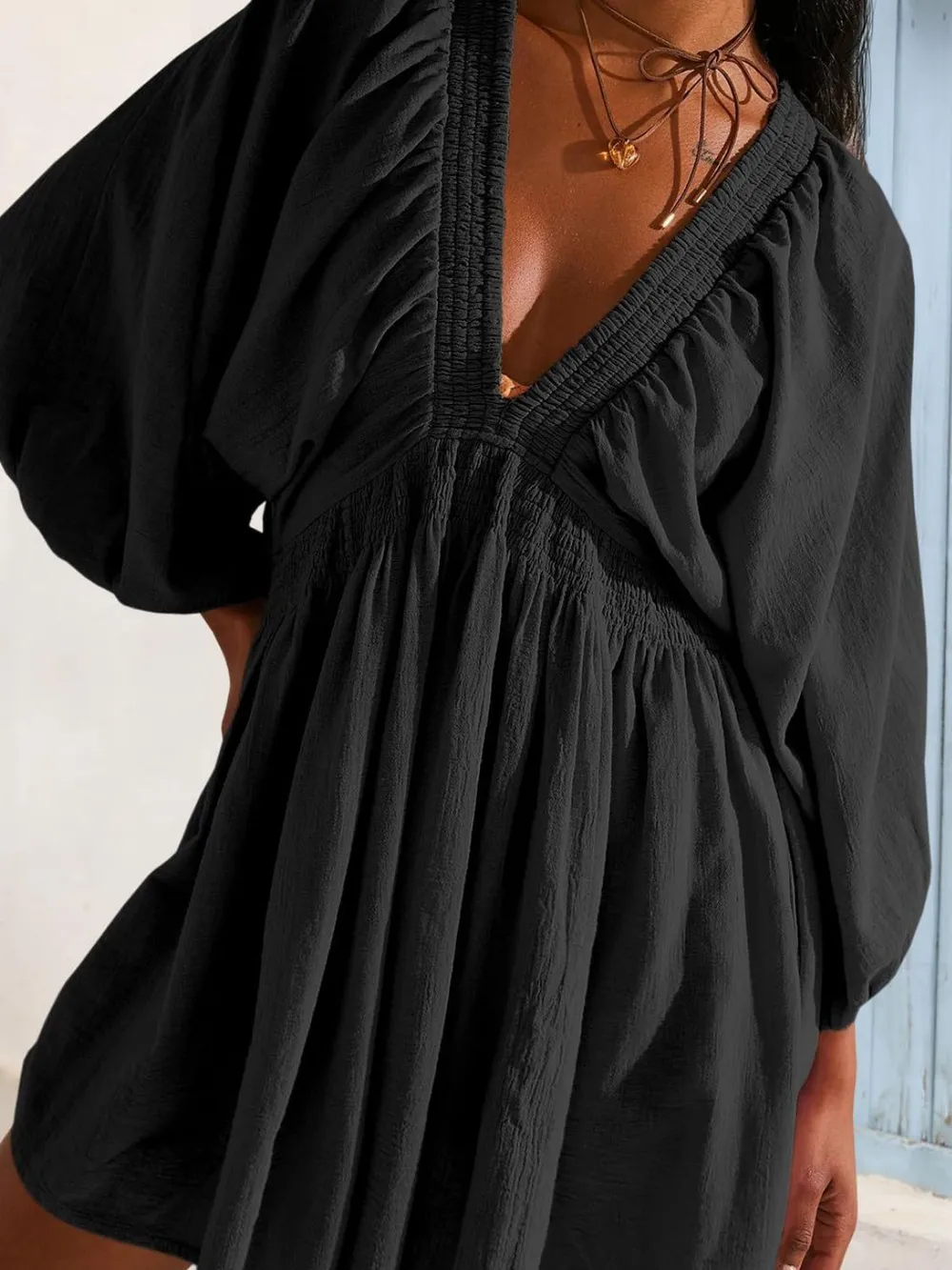 Textured V-Neck Mini Dress, image 18