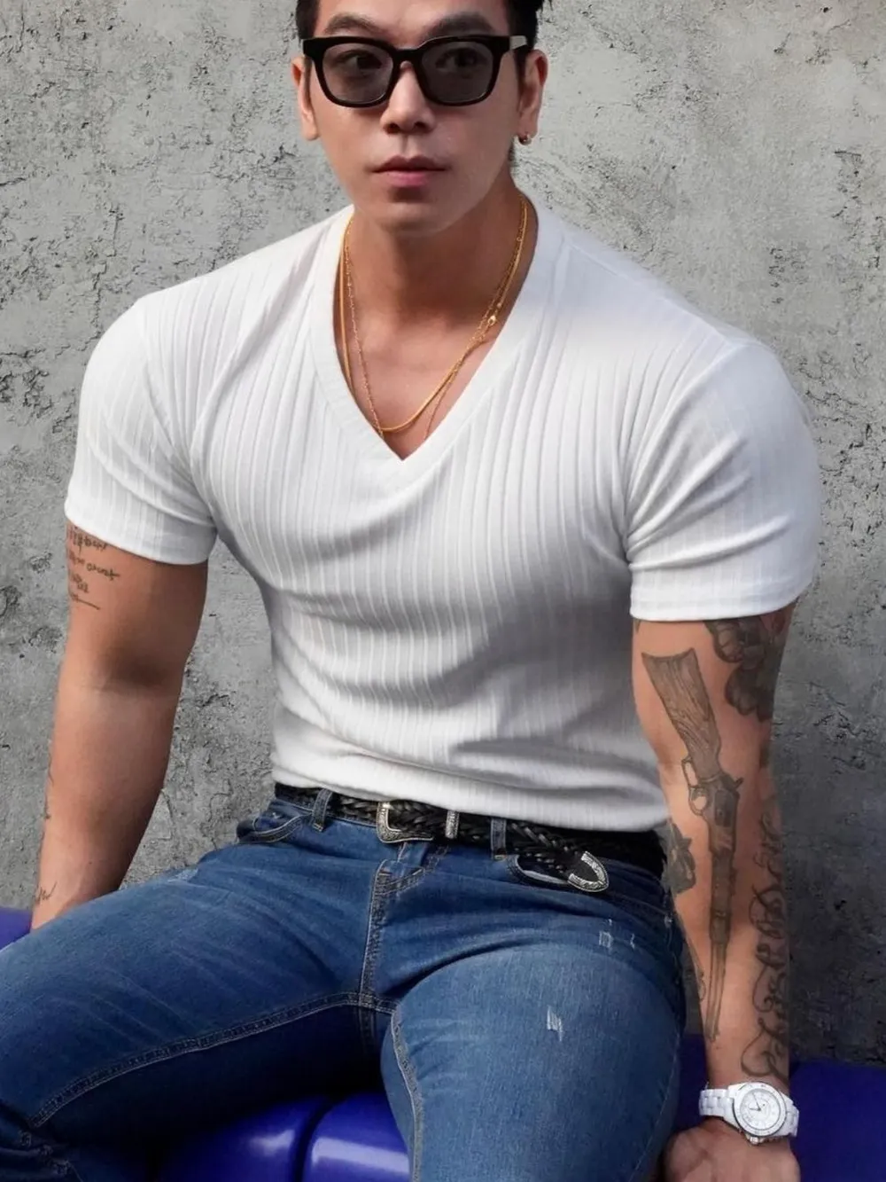 Men's Plus Size V-Neck Short Sleeve T-Shirt, image 4
