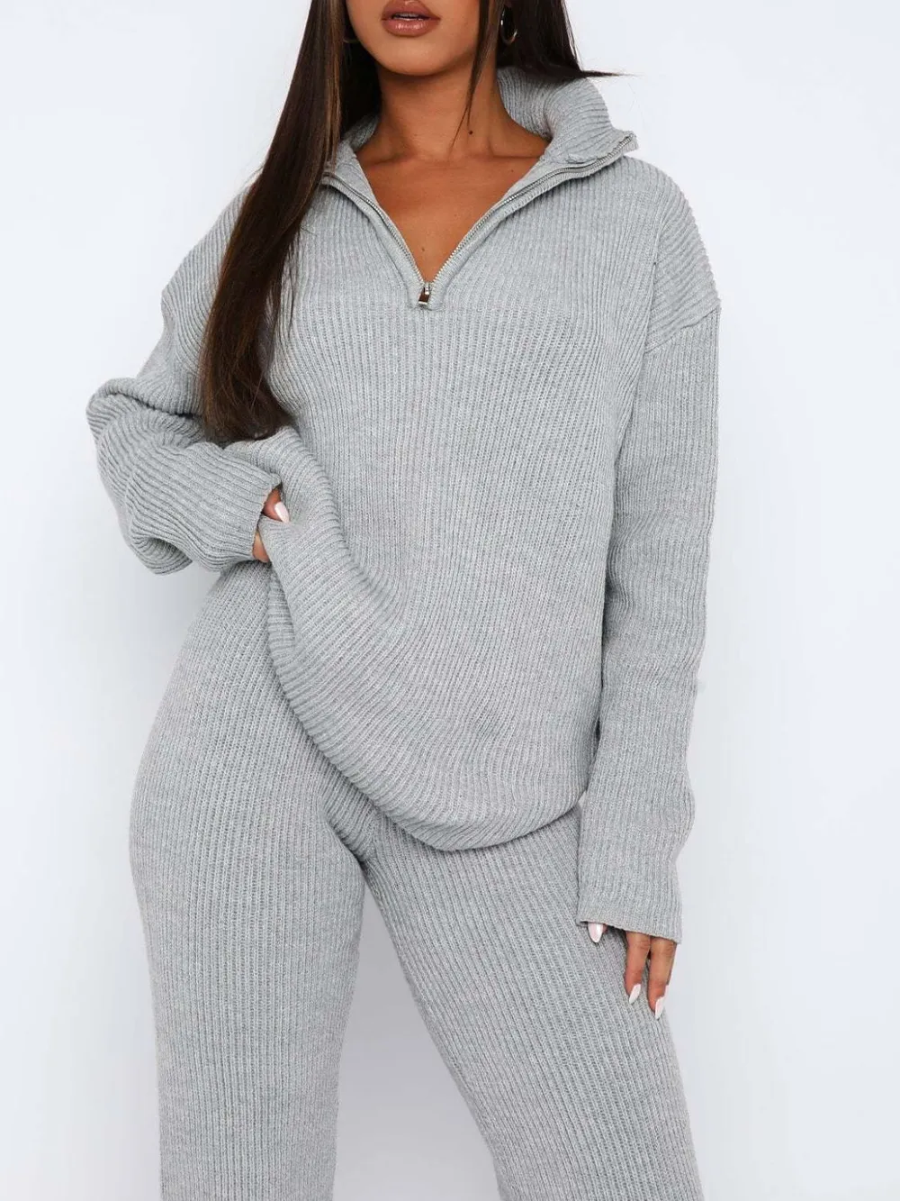 Quarter Zip Long Sleeve Top and Pants Set, image 3
