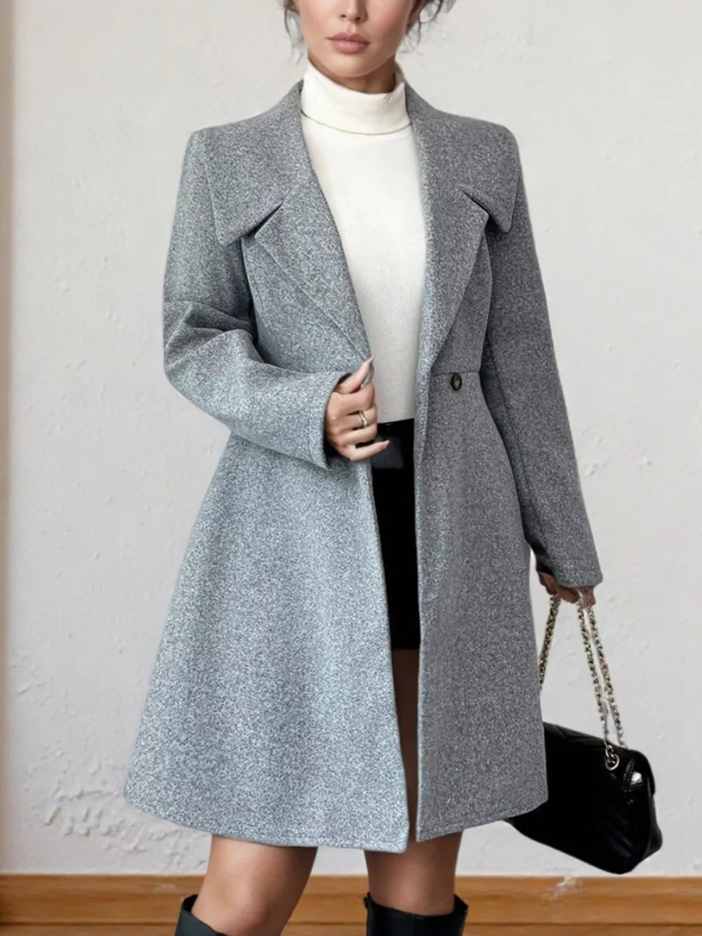 Double-Breasted Wool Blend Coat, image 5